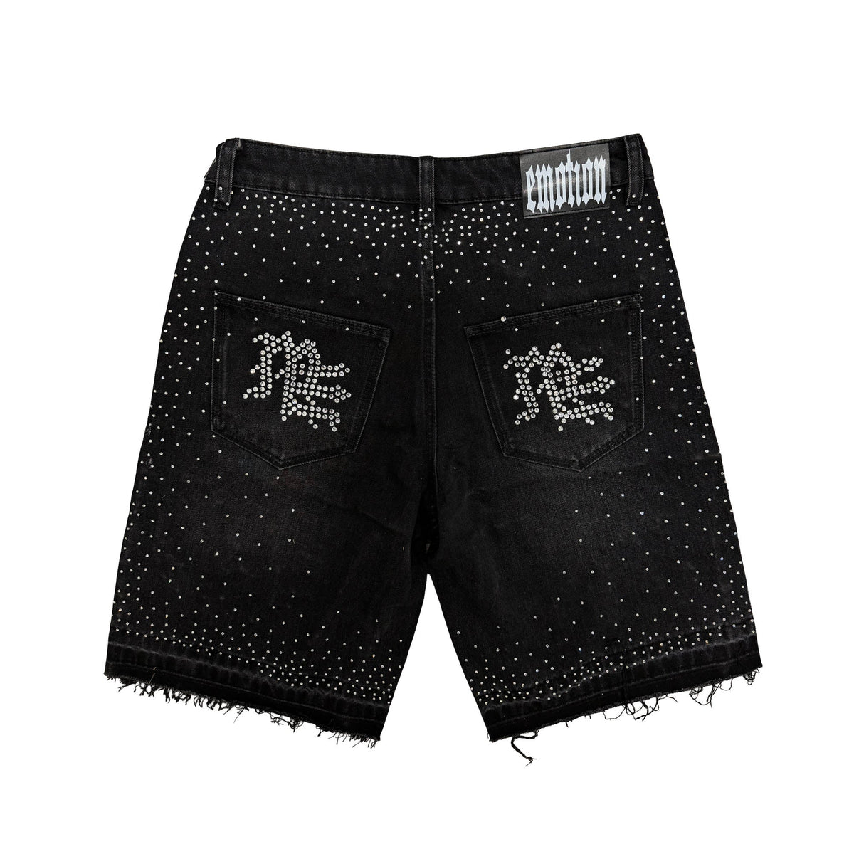 Mixed Emotion Black “ME” Rhinestone Denim Shorts