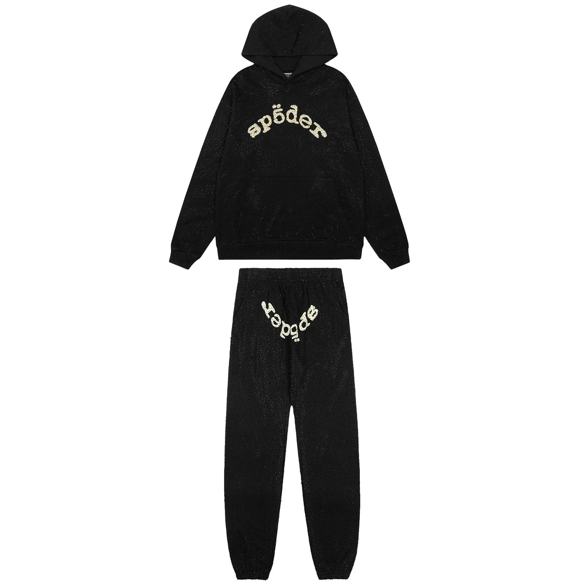Sp5der Essential Tracksuit Set - Black / Heavy Fleece Lined